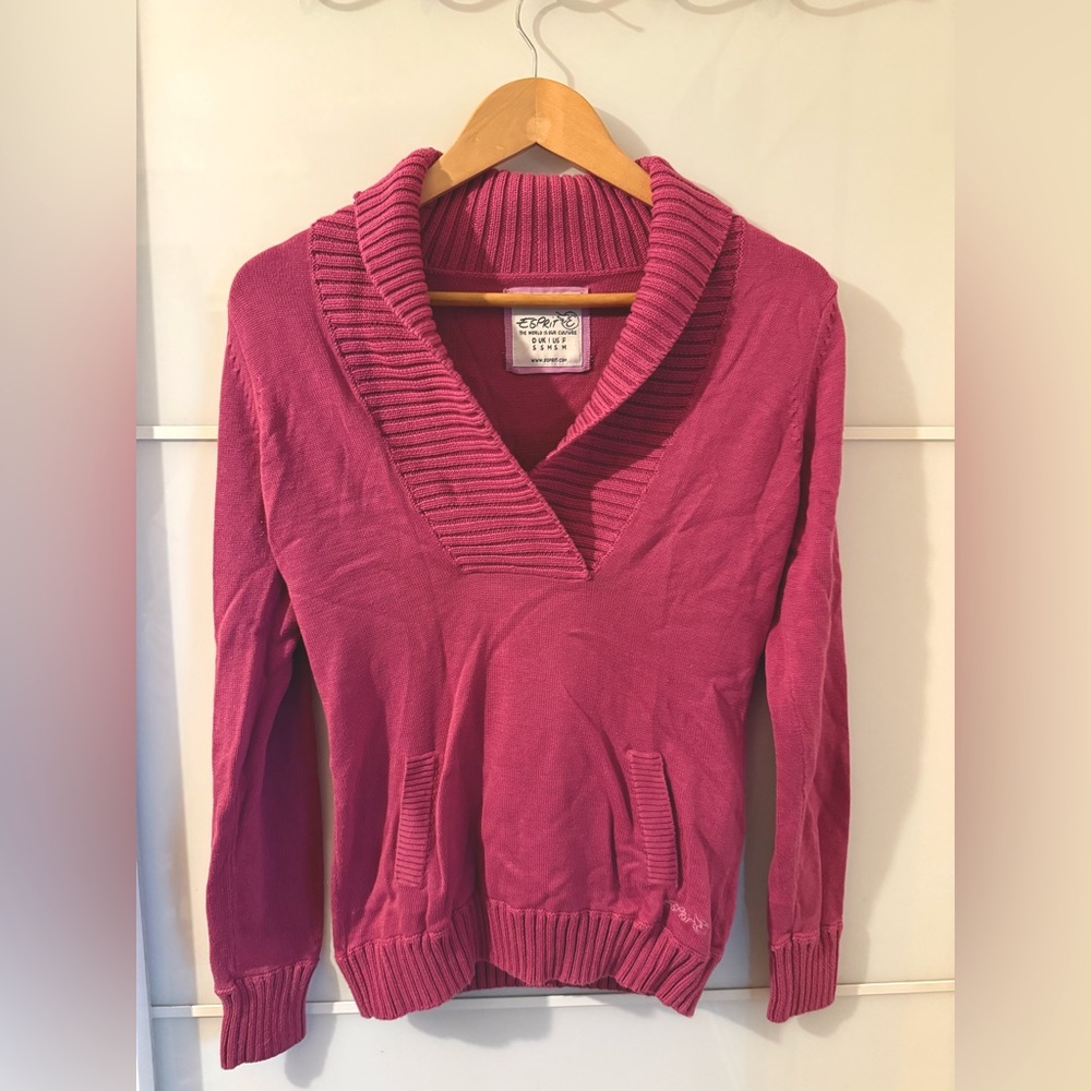 Esprit Pink Pullover High Neck Cowl Knitted Sweater Size S